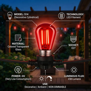 Bombilla LED Filamento - S14 E27 - 4W - Cristal de colores - Barcelona Led-Iluminación