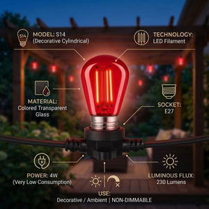 Bombilla LED Filamento - S14 E27 - 4W - Cristal de colores - Barcelona Led-Iluminación