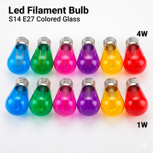 Bombilla LED Filamento - S14 E27 - 1W - Cristal de colores (3)