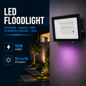 Proyector LED de exterior - RGBCW - 50W - mando a distancia IR - IP65 (2)