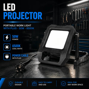 Reflector LED portátil de trabajo con cable y soporte - 50W - 6500K - IP54 (2)