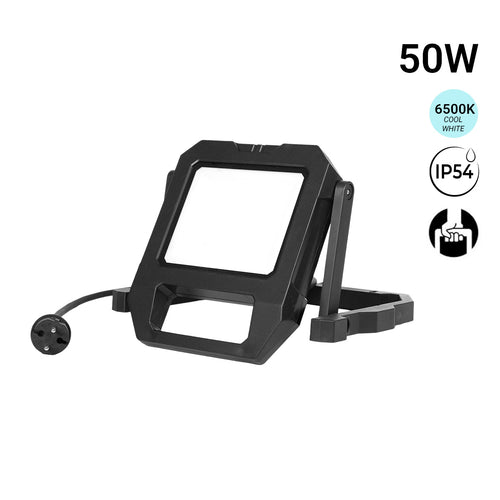 Lampe de travail LED portable avec câble et support - 50 W - 6500 K - IP54