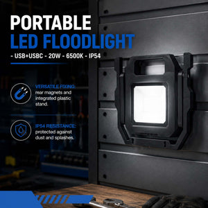 Proyector LED portátil de trabajo con batería - USB+USBC - 20W - 6500K - IP54 (7)