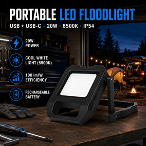 Proyector LED portátil de trabajo con batería - USB+USBC - 20W - 6500K - IP54 (9)