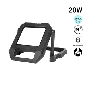 Proyector LED portátil de trabajo con batería - USB+USBC - 20W - 6500K - IP54