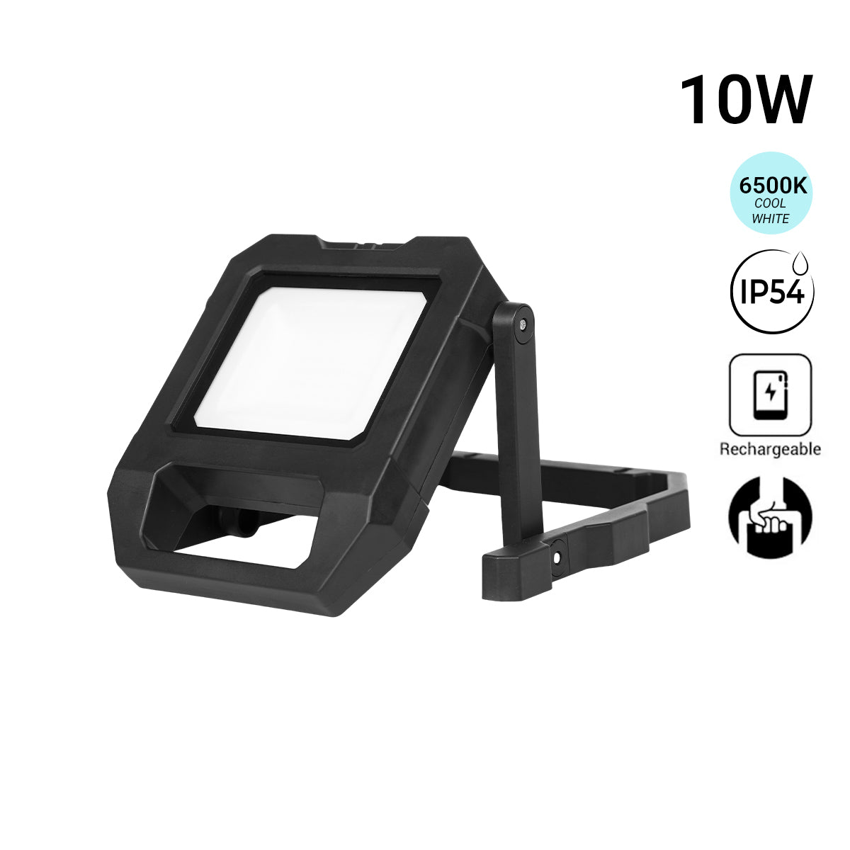 Proyector LED portátil de trabajo con batería - USB+USBC - 10W - 6500K - IP54