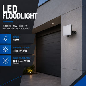 Proyector LED de exterior - 10W - 100 lm/W - Sensor Series - Negro - IP65 (2)