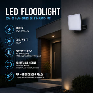 Proyector LED de exterior - 50W - 100 lm/W - Sensor Series - Negro - IP65 (17)