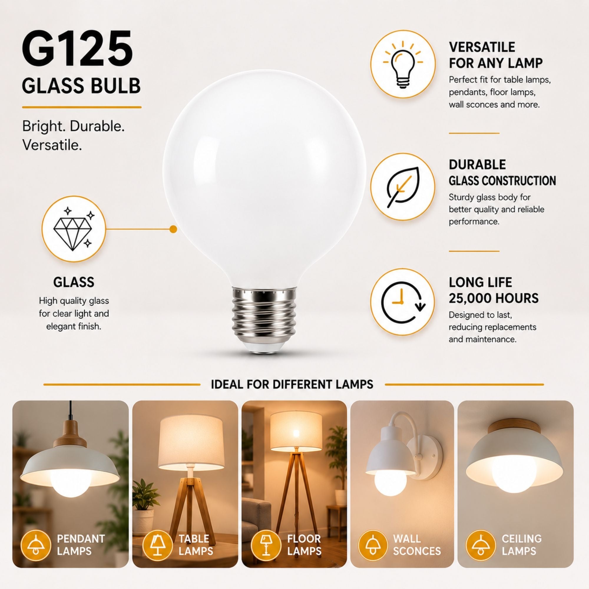 Bombilla LED decorativa "Milky" - Regulable - E27 G125 - 6W - 3000K - 530lm (1)
