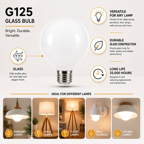 Ampoule LED décorative « Milky » - Dimmable - Culot E27 G125 - 6 W - 3000 K - 530 lm
