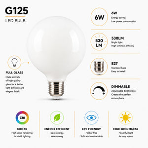 Bombilla LED decorativa "Milky" - Regulable - E27 G125 - 6W - 3000K - 530lm (4)