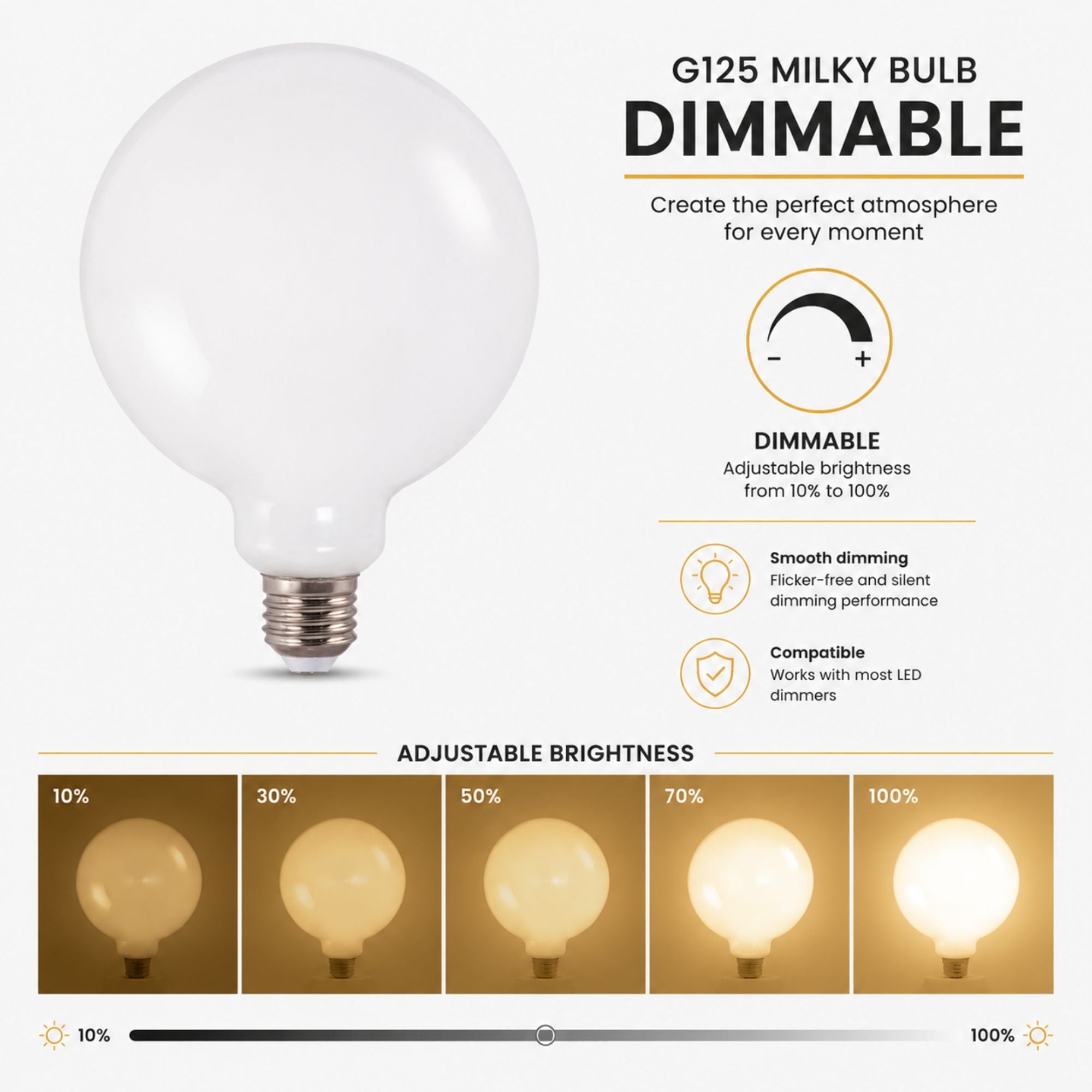 Bombilla LED decorativa "Milky" - Regulable - E27 G125 - 6W - 3000K - 530lm (2)