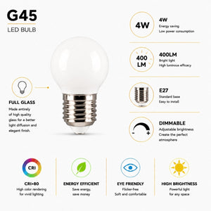 Bombilla LED decorativa "Milky" - Regulable - E27 G45 - 4W - 3000K - 400lm - Barcelona Led-