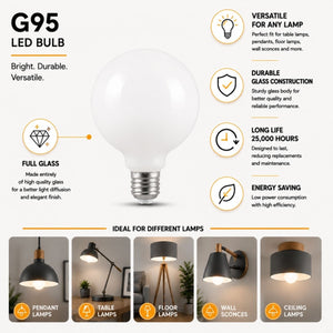 Bombilla LED decorativa "Milky" - Regulable - E27 G95 - 6W - 3000K - 530lm - Barcelona Led-Iluminación