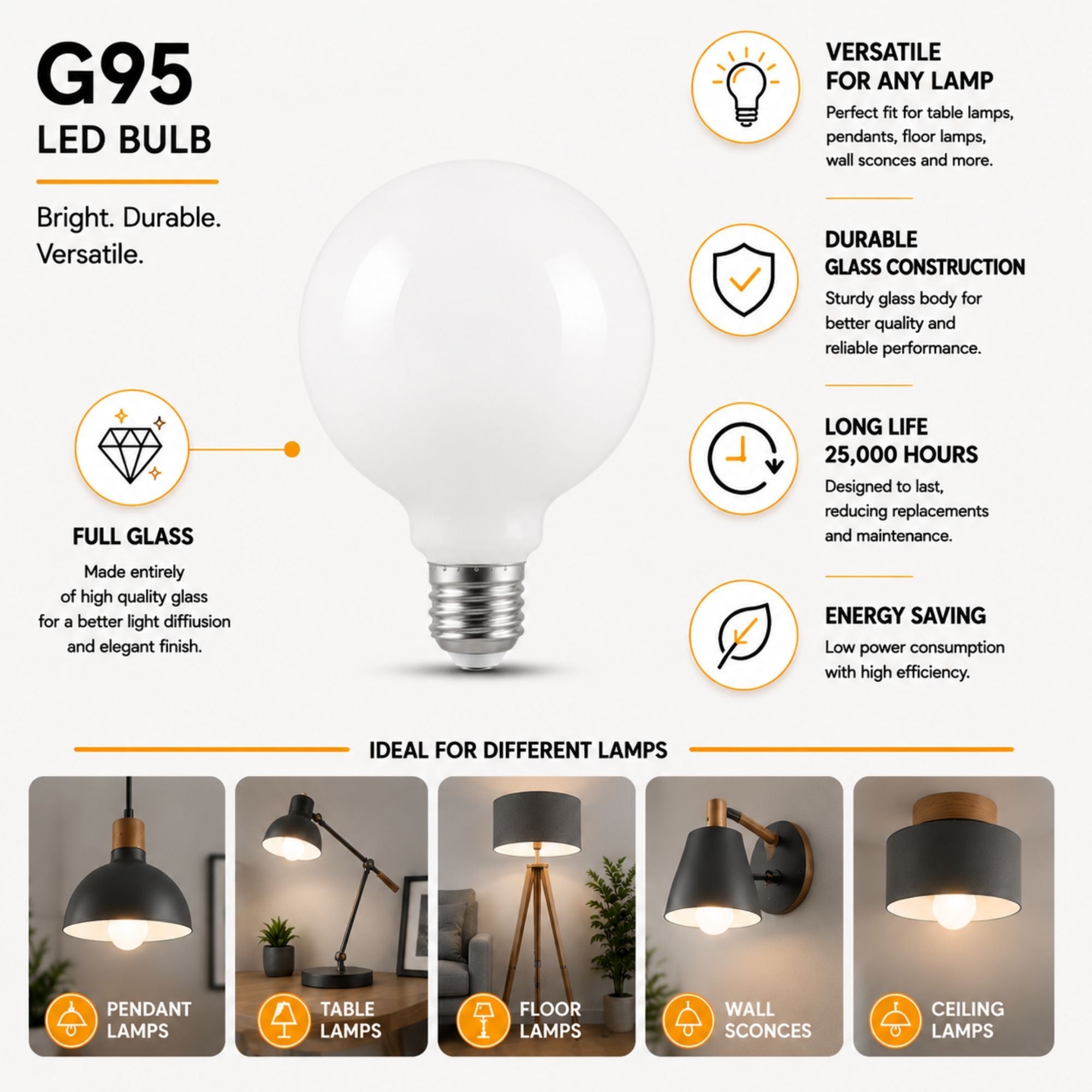 Bombilla LED decorativa "Milky" - Regulable - E27 G95 - 6W - 3000K - 530lm (1)