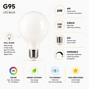 Bombilla LED decorativa "Milky" - Regulable - E27 G95 - 6W - 3000K - 530lm (5)