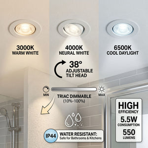 Downlight LED "Avalor" basculante - TRIAC dimmable - 5.5W - CCT - Corte Ø 70mm - IP44 (14)