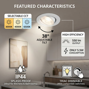 Downlight LED "Avalor" basculante - TRIAC dimmable - 5.5W - CCT - Corte Ø 70mm - IP44 (9)