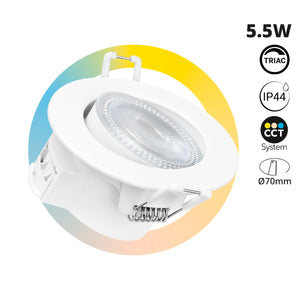 Downlight LED "Avalor" basculante - TRIAC dimmable - 5.5W - CCT - Corte Ø 70mm - IP44