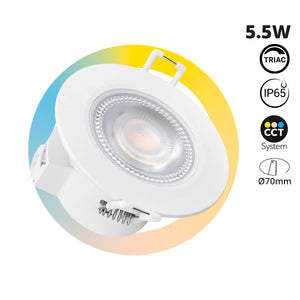 Downlight LED "Avalor" empotrable - TRIAC dimmable - 5.5W - CCT - Corte Ø 70mm - IP65