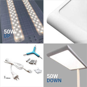Lámpara de pie para oficina - 50W + 50W + 4W - 4000K - Bajo UGR - Barcelona Led-Iluminación