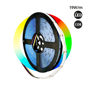 Tira LED COB 24V DC - RGB + CCT - 19W/m - 12mm - IP20 - Rollo de 10 metros