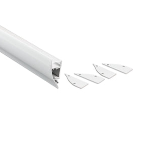 Perfil de aluminio para tira LED - Bañador de pared - Kit completo - 18x44mm - 2 metros - Barcelona Led-Accesorios
