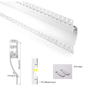 Perfil tira LED integración / trimless - 18x15mm - Con difusor - 2 metros - Barcelona Led-