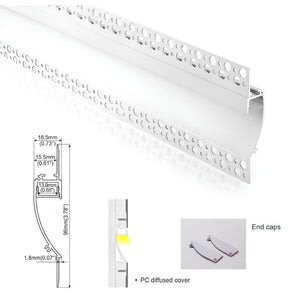 Perfil tira LED integración / trimless - 18x15mm - Con difusor - 2 metros (1)
