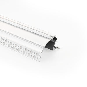 Perfil tira LED integración / trimless de esquina - Efecto bañador - 59 x 72mm - Kit completo - 2 metros