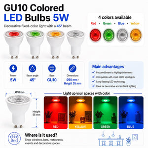 Bombilla LED de colores - GU10 - 5W - 45º - Barcelona Led-