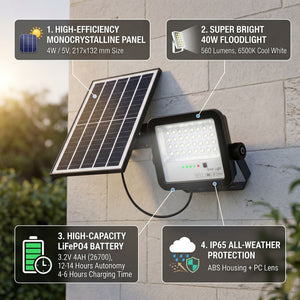 Proyector solar con panel y mando a distancia - 40W - 6500K - IP65 (7)