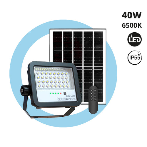 Solar projector with panel and remote control - 40W - 6500K - IP65