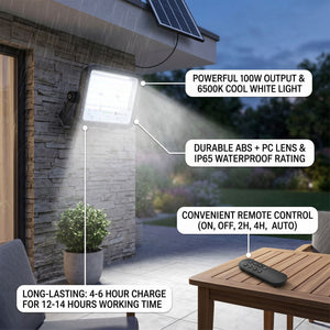 Proyector solar con panel y mando a distancia - 100W - Medium - 6500K - IP65 (9)