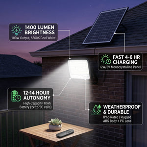 Proyector solar con panel y mando a distancia - 100W - Large - 6500K - IP65 (4)