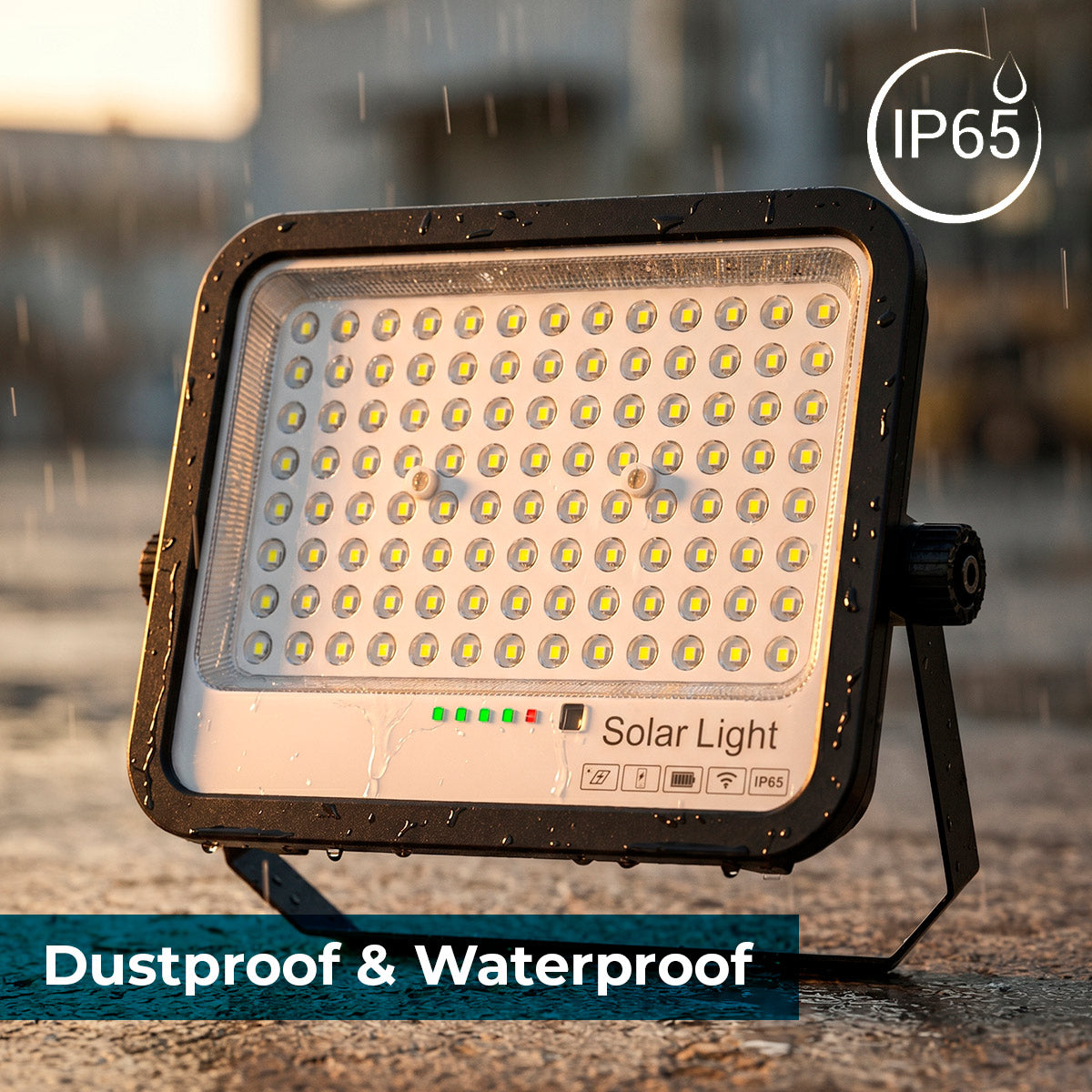 Proyector solar con panel y mando a distancia - 100W - Large - 6500K - IP65 (2)