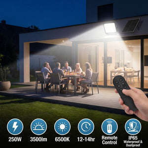 Proyector solar con panel y mando a distancia - 250W - 6500K - IP65 (2)