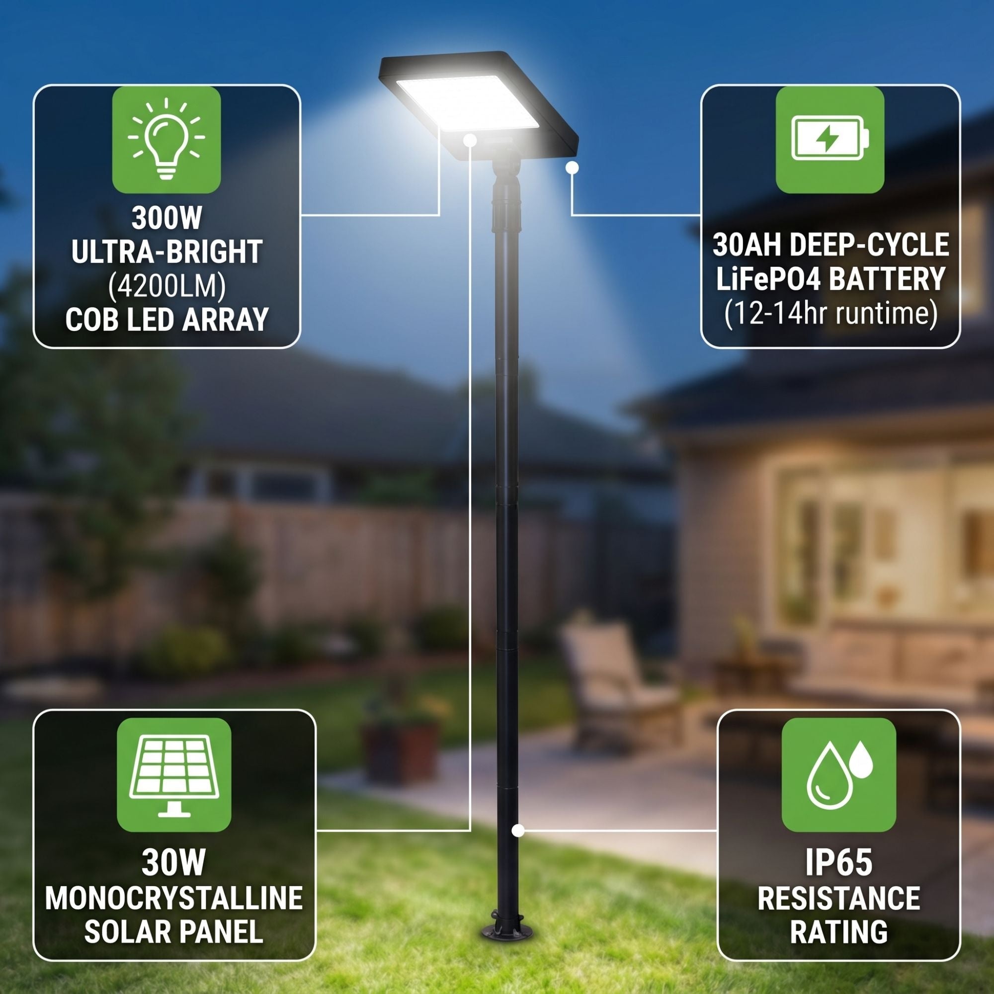 Farola solar con panel y mando a distancia - LED CCT - 240W - IP54 (1)