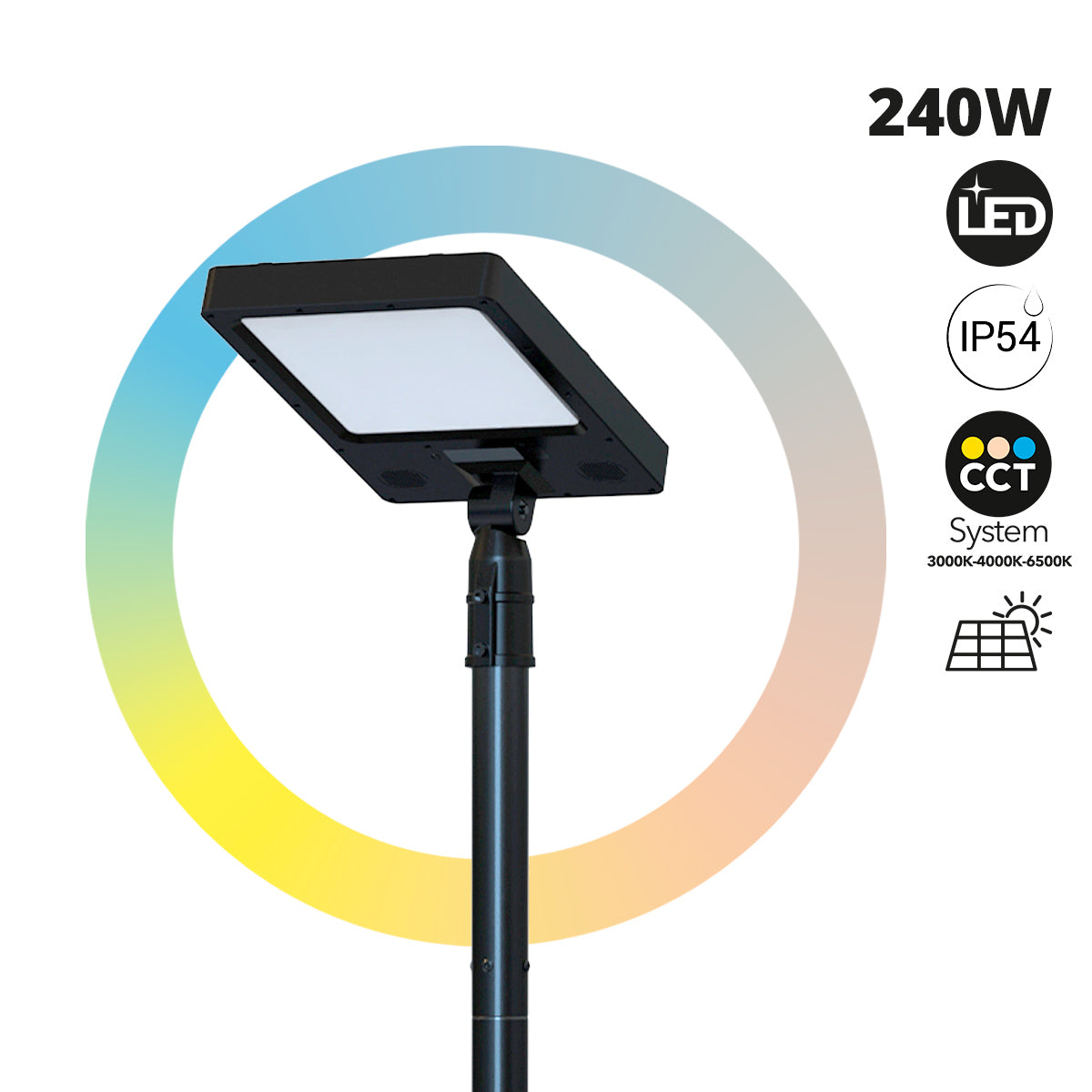 Farola solar con panel y mando a distancia - LED CCT - 240W - IP54