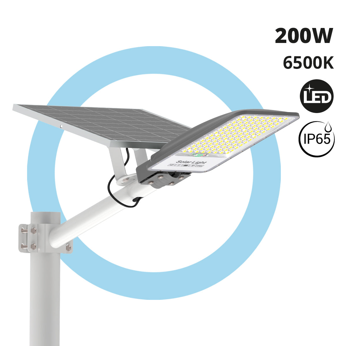 Farola solar con panel y mando a distancia - 200W - 6500K - IP65