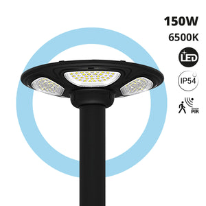 Farola Solar LED 150W con Base Rellenable de Agua o Arena | 6500K IP54 · Mando y Sensor PIR