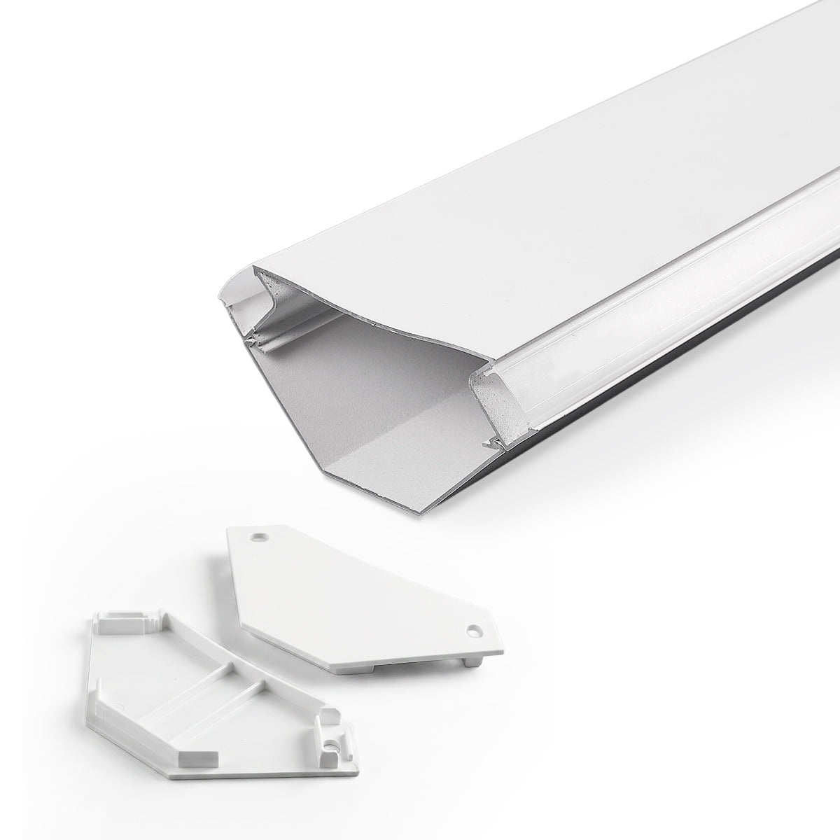 Perfil doble tira LED para esquinas - Superficie - 67x67mm - Con difusor - 2 metros (1)