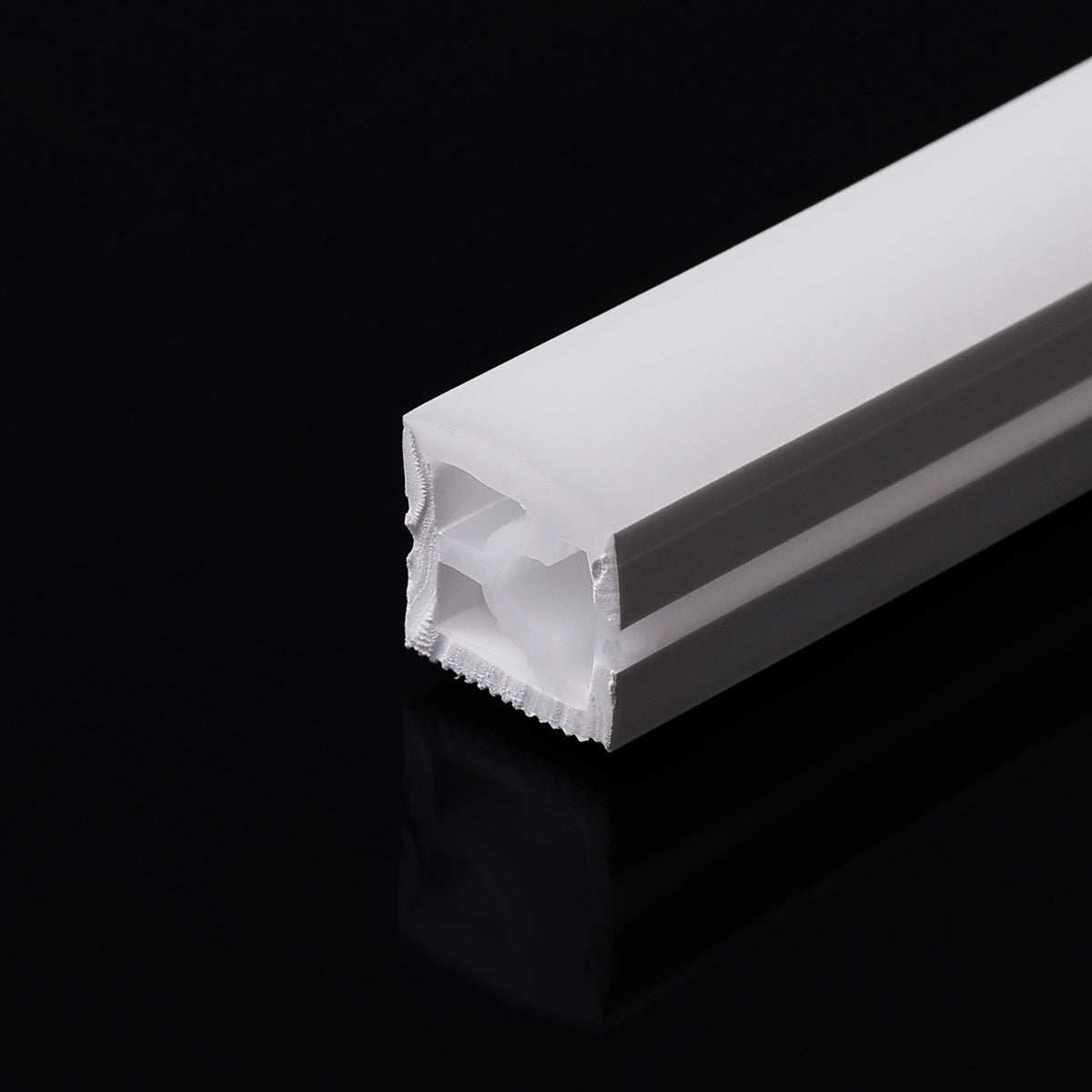 Funda de silicona flexible blanca - Tira LED a neón - 10x10 mm - Curvatura horizontal - Superficie