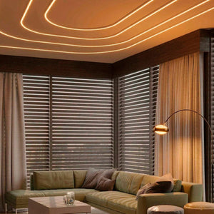 Funda de silicona flexible blanca - Tira LED a neón - 10x10 mm - Curvatura horizontal - Superficie - Barcelona Led-Accesorios