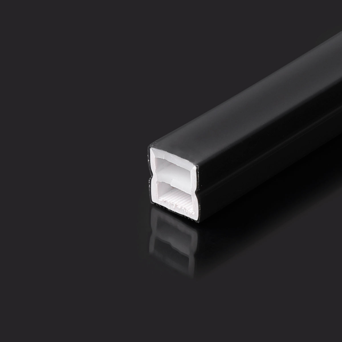 Funda de silicona flexible negra - Tira LED a neón - 10x10 mm - Superficie