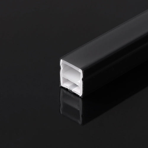 Black flexible silicone cover - Neon LED strip - 12x12 mm - Surface