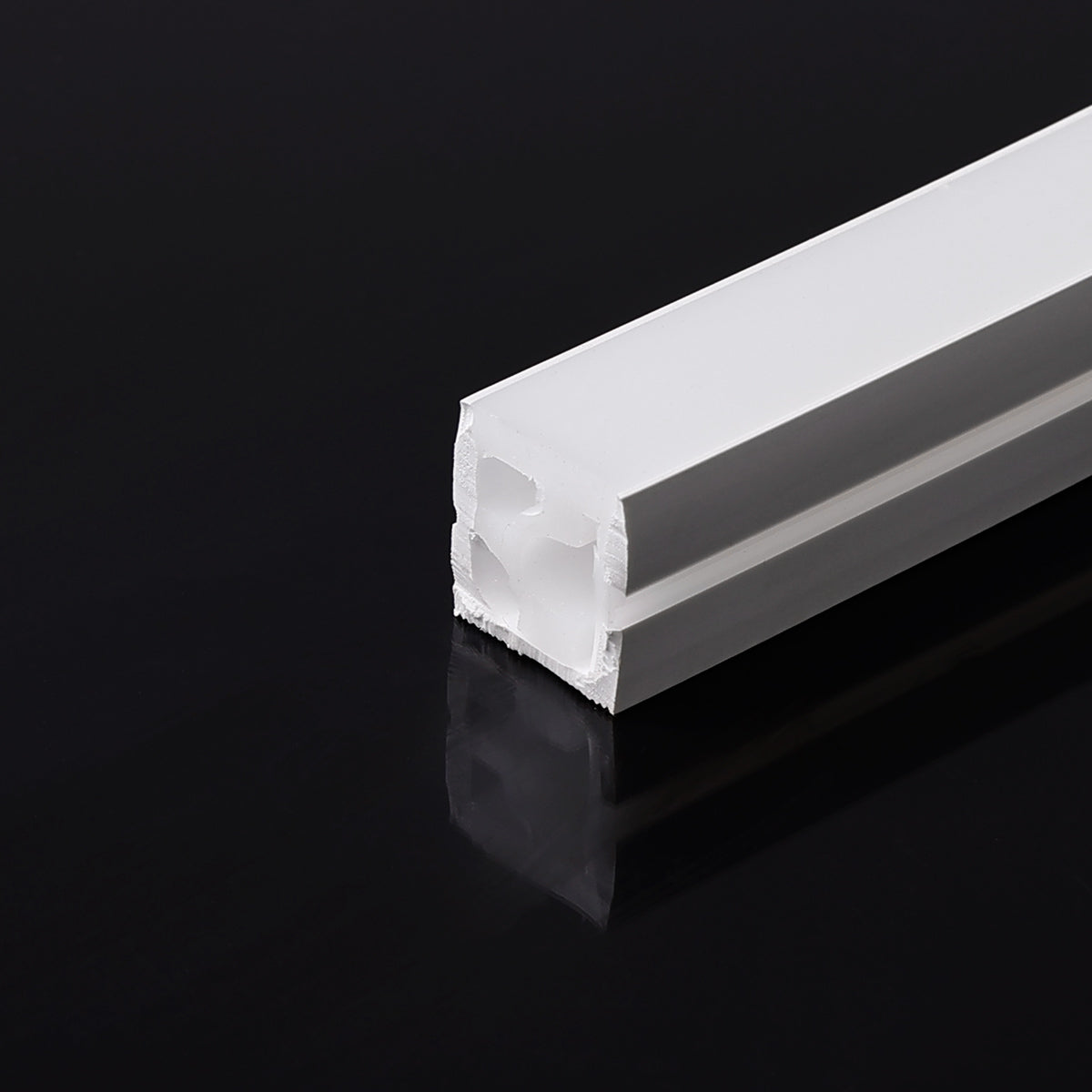 Funda de silicona flexible blanca - Tira LED a neón - 16x16 mm - Curvatura horizontal - Superficie