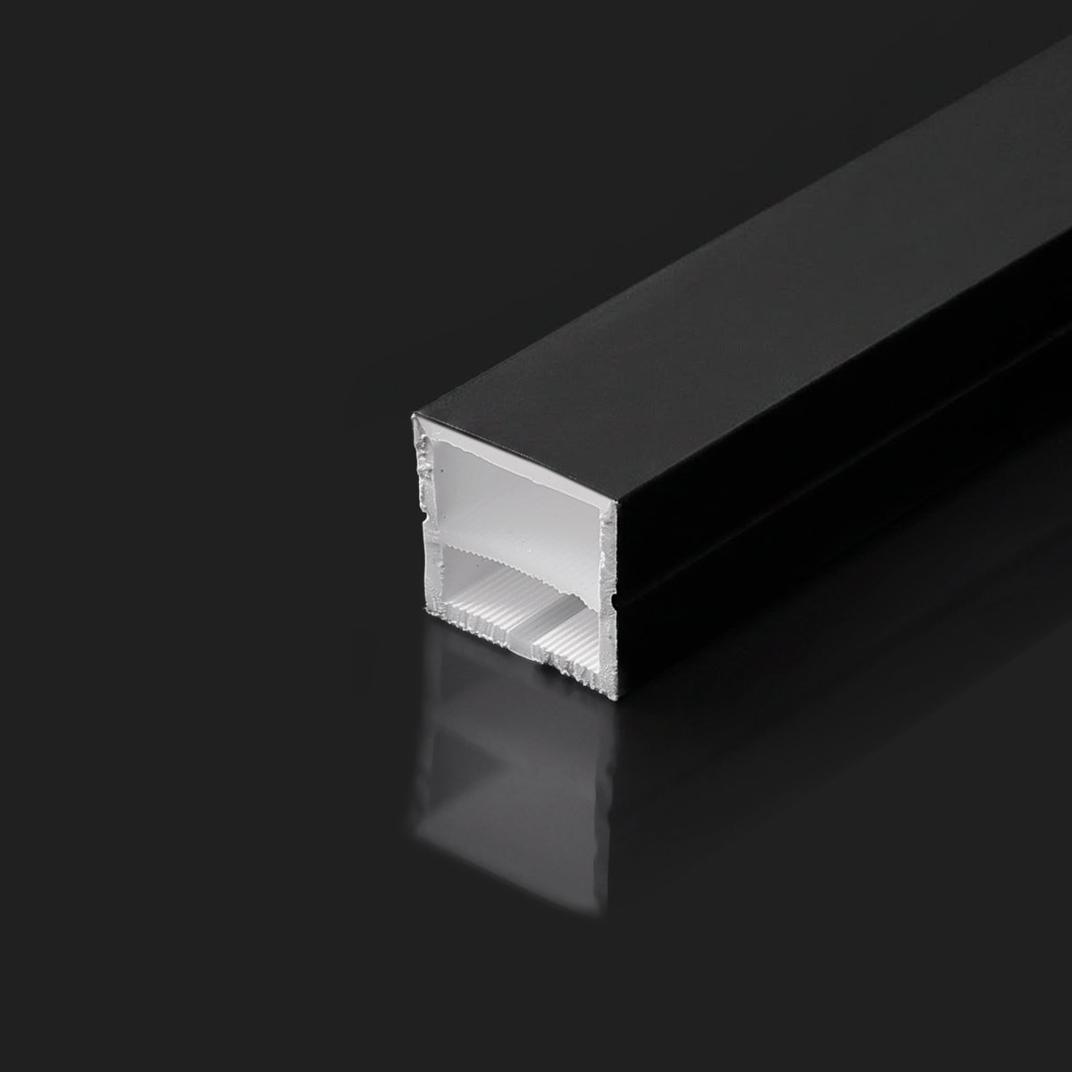 Funda de silicona flexible negra - Tira LED a neón - 16x16 mm - Superficie