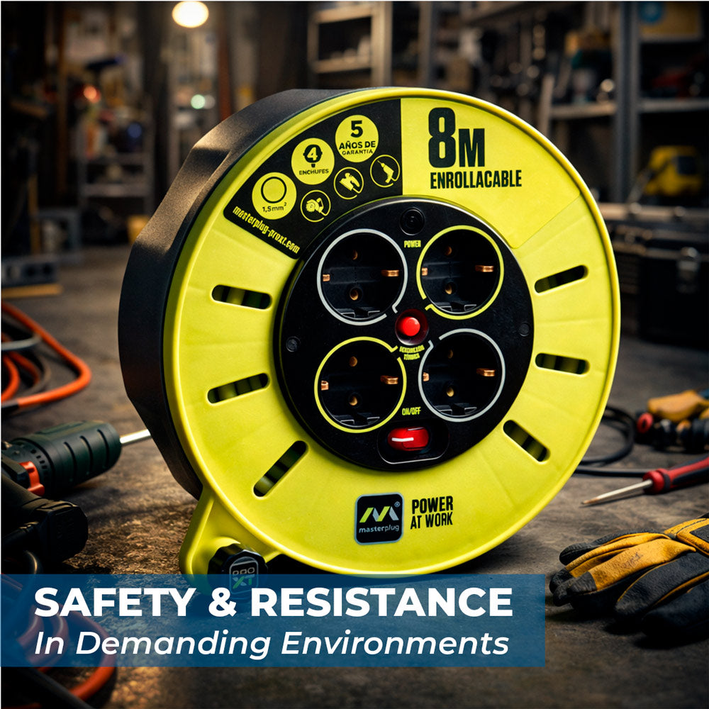 Enrollacables cerrado Pro-XT - 4 tomas - Cable alta visibilidad 3x1,5mm2 - 8m - IP20 (1)