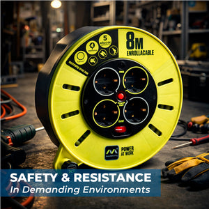 Enrollacables cerrado Pro-XT - 4 tomas - Cable alta visibilidad 3x1,5mm2 - 8m - IP20 (1)